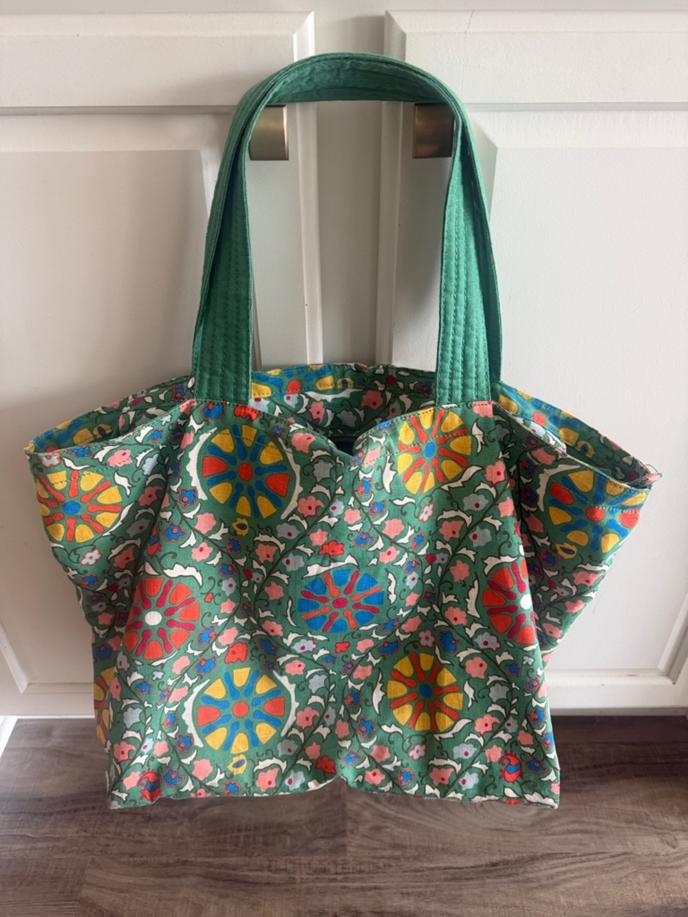 Rhode For Target Green Floral Mosaic Pattern Canvas Tote Bag